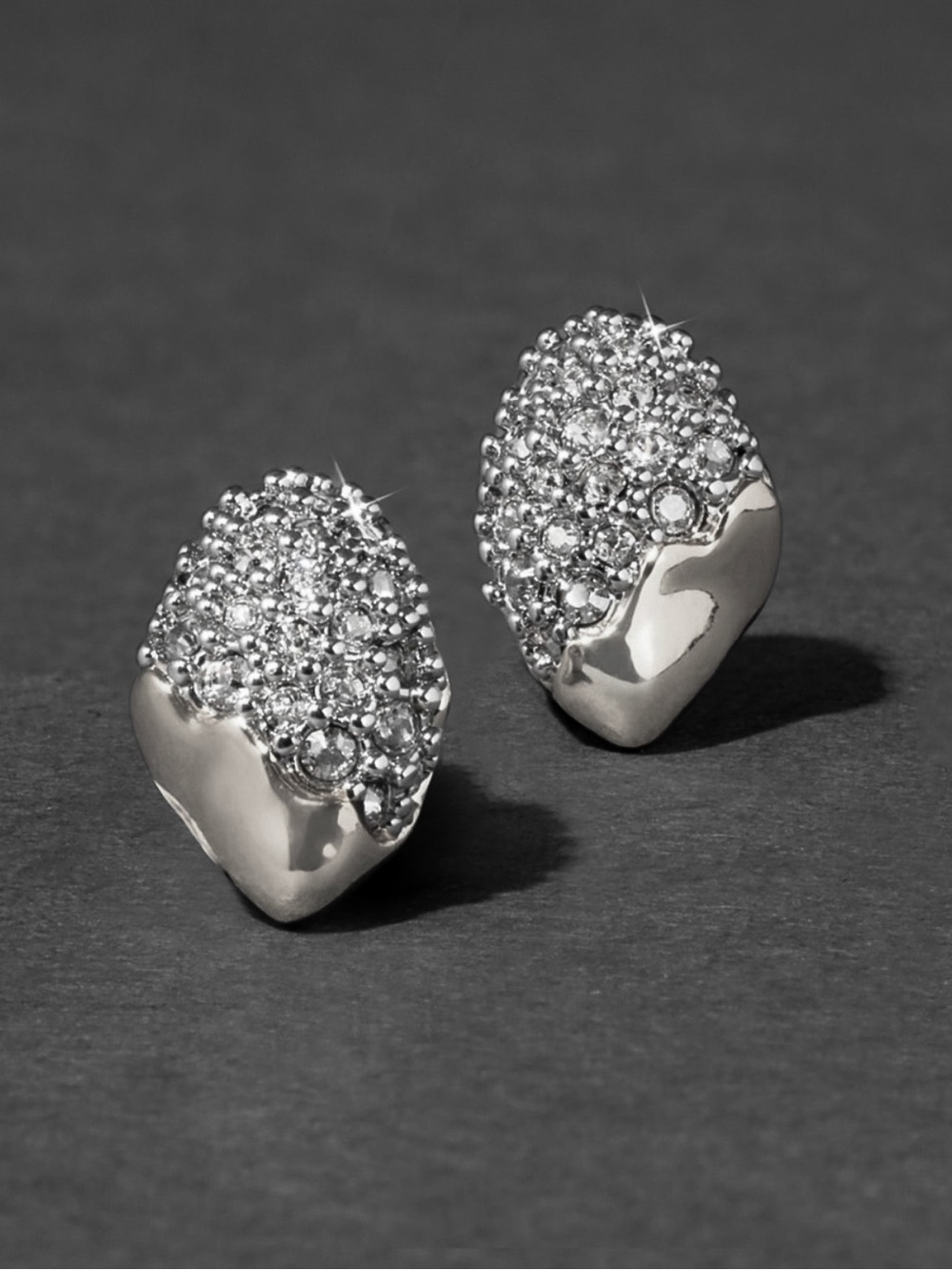 Alexis Bittar Silver Solanales Mini Pebble Stud Earrings
